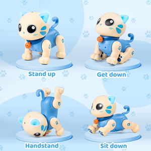 اسباب بازی ربات گربه موزیکال کنترلی آبی Robot Cat Toy for Kids, Remote Control Kitty Toys_اسباب بازی ربات